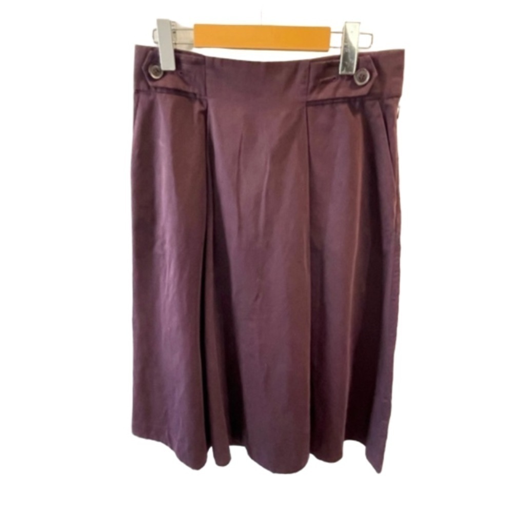 & OTHER STORIES A-Line Linen Cotton Skirt 8 Plum Wine Career Office Minimalist